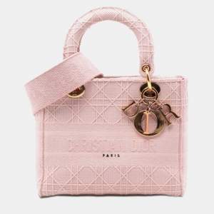 Pre Owned Dior Pink Medium Canvas Cannage Lady D Lite