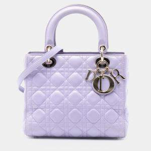 Pre Owned Dior Purple Medium Lambskin Cannage Lady Dior