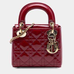 مملوكة مسبقًا Dior Red Mini Patent Cannage Lady Dior