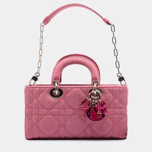 Pre Owned Dior Pink Medium Denim Macrocannage Lady D Joy
