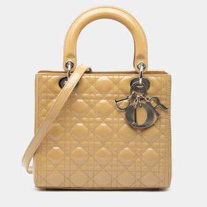 Pre Owned حقيبة ديور ليدي ديور كاناج براءات جلد بني متوسط