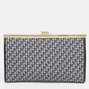 Pre Owned Dior Black/Grey Diorissimo Canvas Vintage Frame Clutch