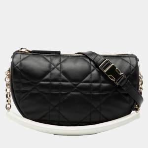 Pre Owned Dior Black Small Lambskin Cannage Dior Vibe Hobo