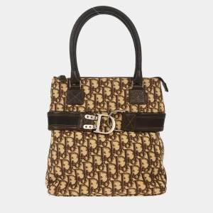 Pre Owned Dior Trotter Beige Canvas Tote Bag
