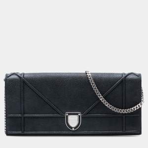 مملوكة مسبقًا Dior Black Grained Calfskin Diorama Pochette Clutch