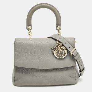 Pre Owned Dior Be Dior Small Grey Leather Flap Top Handle Bag