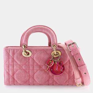 Pre Owned Dior Lady D-Joy Medium Pink Denim Shoulder Bag
