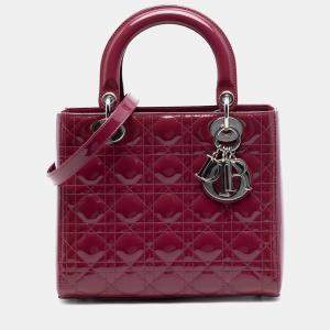 مملوكة مسبقًا Dior Pink Medium Patent Cannage Lady Dior