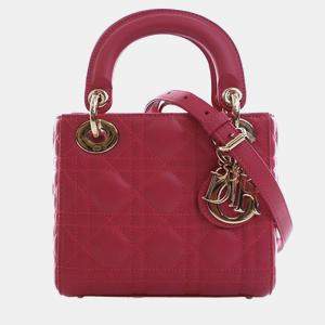 مملوكة مسبقًا Dior Pink Mini Lambskin Cannage Lady Dior