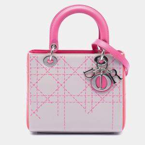 مملوكة مسبقًا Dior Pink Medium Tricolor Lambskin Macrocannage Stitched Lady Dior
