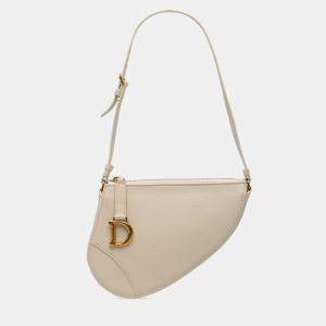 مملوكة مسبقًا Dior White Goatskin Saddle Rodeo Pouch