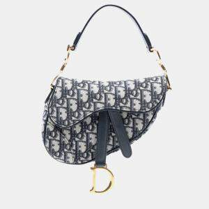 مملوكة مسبقًا Dior Blue Mini Oblique Canvas Saddle Bag