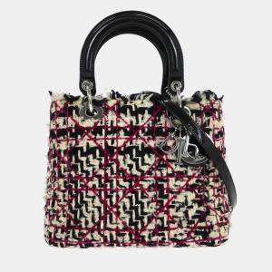 Pre Owned حقيبة يد ديور ليدي ديور تويد أرجوانية كاناج طريقتين