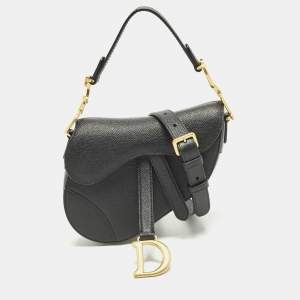 Pre Owned Dior Saddle Mini Black Leather Bag