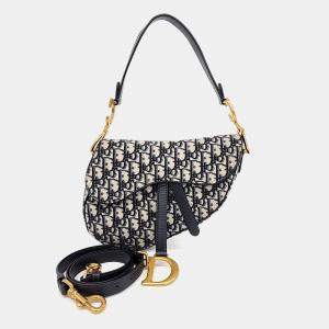 مملوكة مسبقًا Dior Navy Blue Canvas Saddle Strapback