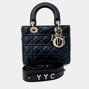 مملوكة مسبقًا حقيبة ديور ليدي صغيرة جلد سوداء