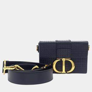 Pre Owned Dior Black Leather Montaigne Box Bag