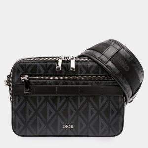 Pre Owned Dior Black CD Diamond Coated Canvas Safari Bag with Strap