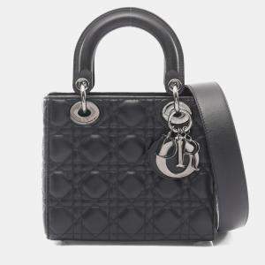 مملوكة مسبقًا Christian Dior Dior Lady Dior My Abcdior Lady Small Cannage Handbag Leather Black