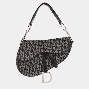 Pre Owned Christian Dior Black Trotter Saddle Handbag