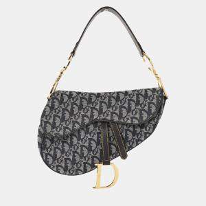 Pre Owned Christian Dior Navy Trotter Saddle Handbag