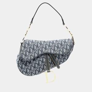 مملوكة مسبقًا Dior Blue Oblique Canvas Saddle Bag