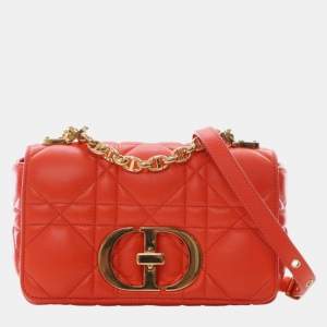 مملوكة مسبقًا Dior Orange Small Lambskin Macrocannage Caro Crossbody