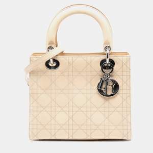 مملوكة مسبقًا Dior Beige Medium Patent Cannage Stitched Lady Dior