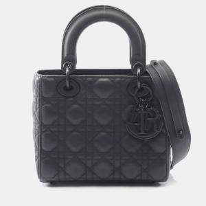 مملوكة مسبقًا Christian Dior Dior Lady Dior My Abcdior Lady Small Cannage Handbag Leather Black