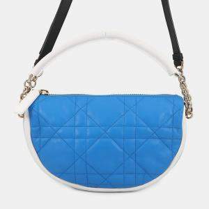 مملوكة مسبقًا Dior Macrocannage Vibe Hobo Bag Blue/White Lambskin Size Small