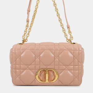 مملوكة مسبقًا Dior Macrocannage Caro Shoulder Bag Jasmin Flower Calf Leather Size Medium