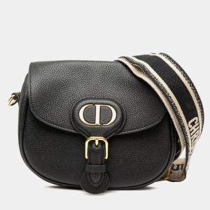 Pre Owned حقيبة كروس بودي ديور بوبي جلد عجول محبب صغير أسود