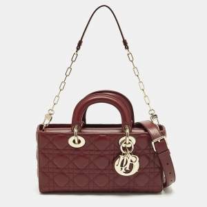 Pre Owned Dior Lady D-Joy Medium Red Cannage Leather Tote