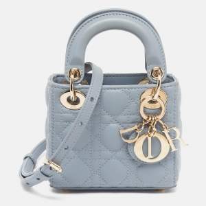 مملوكة مسبقًا حقيبة يد ديور ليدي ديور صغيرة جلد سوداء كاناج