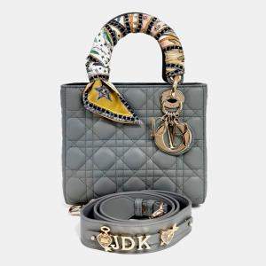 Pre Owned Dior Grey Leather Lady Bag Small + Micha