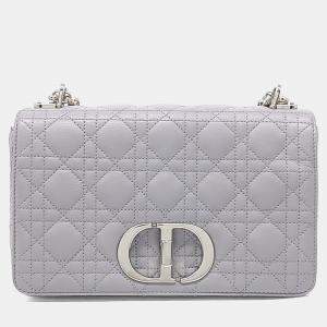 مملوكة مسبقًا Dior Grey Leather Caro Bag Medium