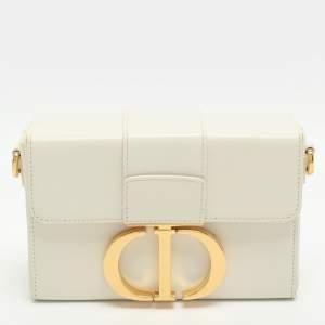 Pre Owned Dior 30 Montaigne Off White Leather Box Bag