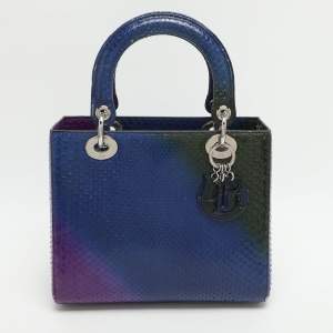 مملوكة مسبقًا حقيبة يد ديور ليدي ديور متوسطة بألوان متعددة جلد فاخر بايثون