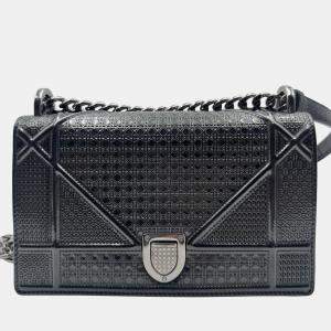 Pre Owned Dior Silver Patent Leather Small Diorama Shoulder Bag