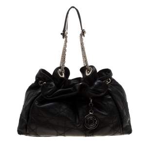 مملوكة مسبقًا Dior Black Leather Large Cannage Le Trente Hobo 
