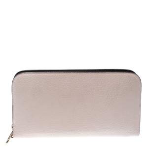 مملوكة مسبقًا Dior Cream Leather Zip Around Wallet