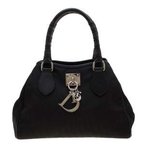 Pre Owned Dior Black Diorissimo Canvas Charming Satchel