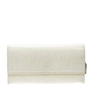 Pre Owned محفظة ديور جلد لامعة ديوريسيمو كريمية