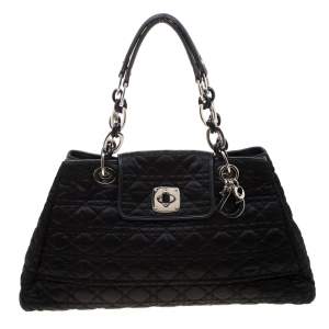 مملوكة مسبقًا Dior Black Cannage Nylon Charming Lock Satchel