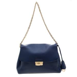 Pre Owned Dior Blue Leather Large Diorling Shoulder Bag