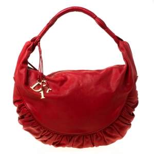 Pre Owned Dior Red Leather Gypsy Hobo