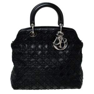 مملوكة مسبقًا Dior Black Cannage Quilted Leather Granville Tote
