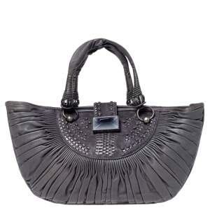 مملوكة مسبقًا Dior Grey Pleated Leather Plisse Tote 