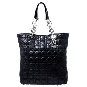 مملوكة مسبقًا Dior Black Cannage Quilted Leather Soft Shopper Tote
