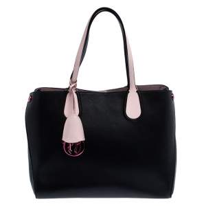 Pre Owned Dior Black/Pink Leather Small Dior Addict Shopper Tote